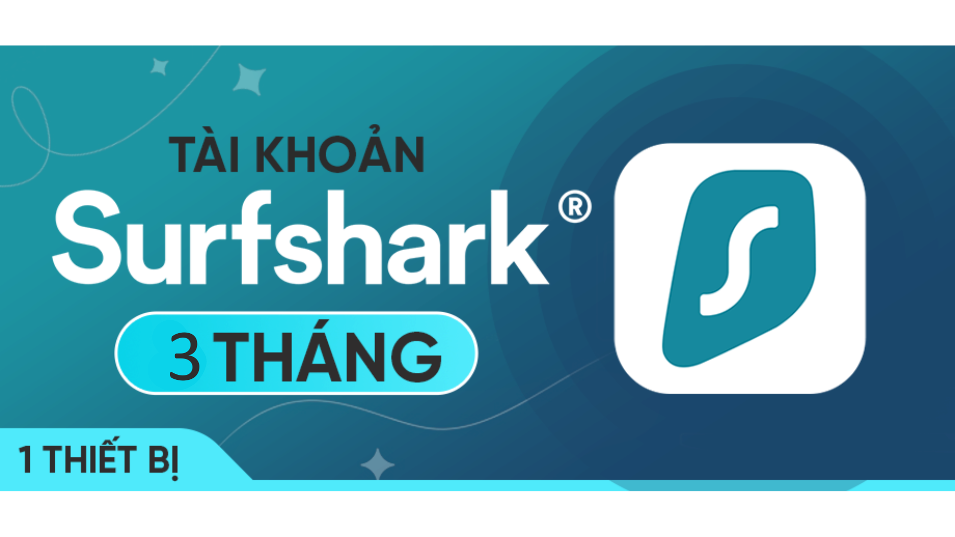 SurfShark VPN 3 tháng (1 thiết bị) - Tài khoản